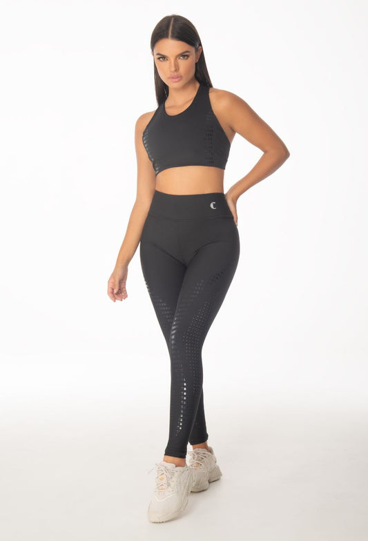 Conjunto Leggins Gel Cocodrilo Negro