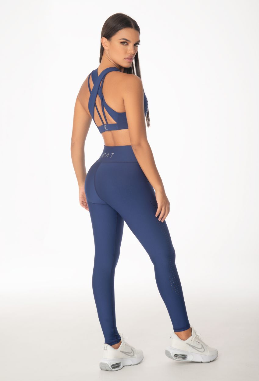 Conjunto Leggins Gel Cocodrilo Azul Eléctrico